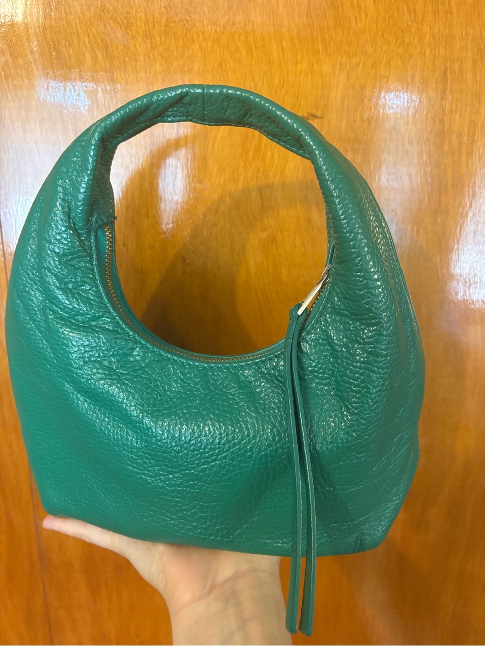 & Other Stories Teal Green Pebbled Leather Hobo